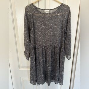 Frank & Oak Sheer Boho Dress Floral 3/4 Sleeve Gray Size Small No Lining